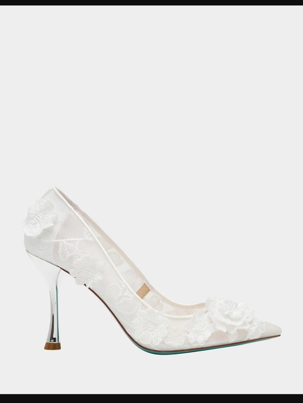 Betsey Johnson SB-Aimey Ivory Lace Mesh Floral Embroidered Pumps - Size 8